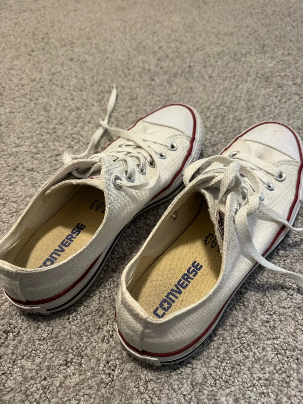 Converse White Canvas Low-Top Sneakers with Red Trim - Picture 3 of 4